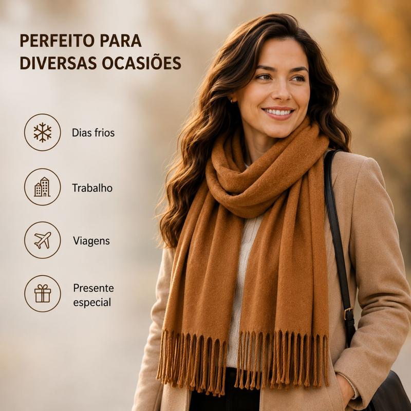 Cachecol Pashmina Xale Tipo Manta com Franjas Toque Macio 180x70cm